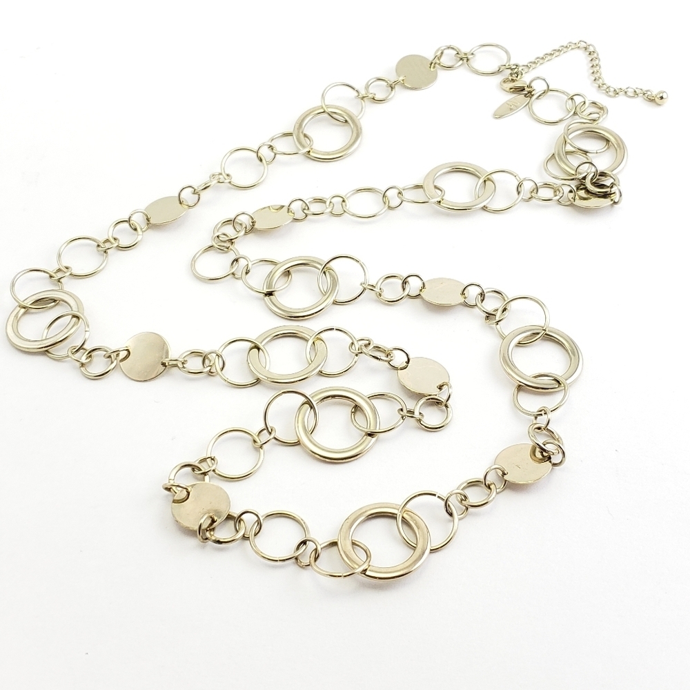 New York & Company long necklace muted gold tone 1990s Y2K